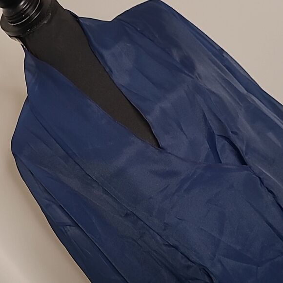 Shimmering  poly navy floorlength cover up with pockets - Picture 4 of 12